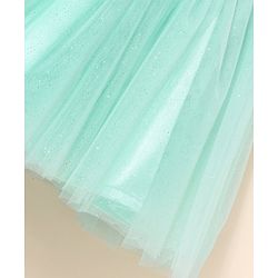 Babyhug Sleeveless Party Frock With Bow Applique & Glitter Detailing - Mint