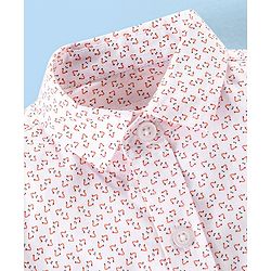 Babyhug Full Sleeves Printed Party Shirt with Blazer - Light Pink