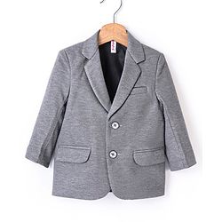 Babyhug Full Sleeves Solid Party Blazer- Grey