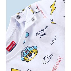 Babyhug Cotton Half Sleeves T-Shirt Text Printed - White