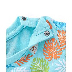 Babyhug Cotton Half Sleeves T-Shirt with Leafy Print - Blue