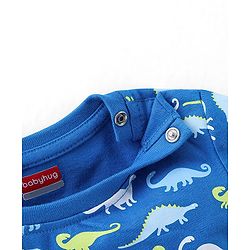Babyhug Cotton Half Sleeves T-Shirt with Dino Print - Blue