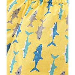 Babyhug Cotton Woven Star & Sea Life Print Pack of 3 - Yellow & Blue