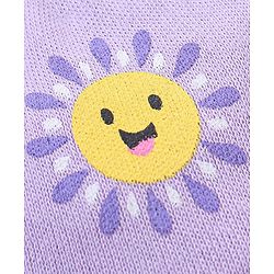 Babyhug 100% Cotton Knit Mittens & Booties Set Sun Print - Purple