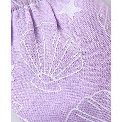 Babyhug 100% Cotton Mittens And Booties Shells Print - Purple