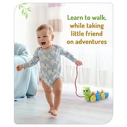 Babyhug Premium Caterpillar Pull Along Toy for Kids- Green| Pull String Plastic Pre-School Toys for Babies| Encourage Walking, Build Gross Motor Skills and Hand-Eye Coordination| BIS Certified| 18+ Months.