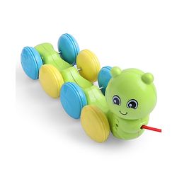 Babyhug Premium Caterpillar Pull Along Toy for Kids- Green| Pull String Plastic Pre-School Toys for Babies| Encourage Walking, Build Gross Motor Skills and Hand-Eye Coordination| BIS Certified| 18+ Months.