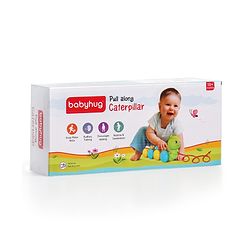 Babyhug Premium Caterpillar Pull Along Toy for Kids- Green| Pull String Plastic Pre-School Toys for Babies| Encourage Walking, Build Gross Motor Skills and Hand-Eye Coordination| BIS Certified| 18+ Months.