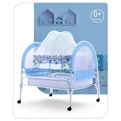 Babyhug Dream Time Cradle With Mosquito Net & Storage - Blue