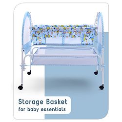 Babyhug Dream Time Cradle With Mosquito Net & Storage - Blue