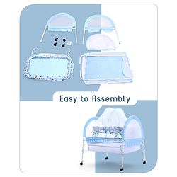 Babyhug Dream Time Cradle With Mosquito Net & Storage - Blue
