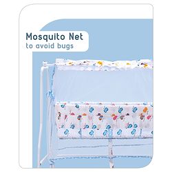 Babyhug Little Dreams Cradle with Mosquito Net & Wheels - Blue