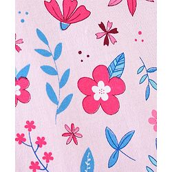 Babyhug Cotton Knit Half Sleeves Nighty Floral Print - Pink