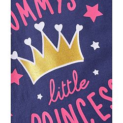 Babyhug Cotton Knit Half Sleeves Night Suit Mommys Princess Print - Navy Blue & Pink