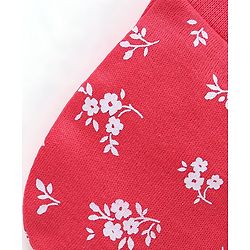 Babyhug 100% Cotton Knit Mittens & Booties Set Floral Print - Red