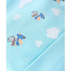 Babyhug 100% Cotton Cap Bear & Stripes Print Pack Of 2- Blue & Orange - Diameter 9 Cm