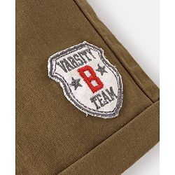 Babyhug Cotton Spandex Knee Length Stretchable Shorts Varsity B Team Patch - Khaki