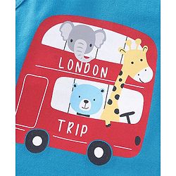 Babyhug 100% Cotton Sleeveless Sando Bus & Wild Animals Print Pack of 3 - Red Blue & Grey