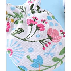 Babyhug 100% Cotton Floral print Mittens & Booties - White
