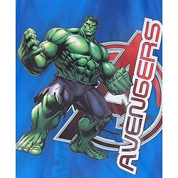 Babyhug Full Sleeves Calf Length Hooded Raincoat Avengers Print - Blue