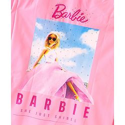 Babyhug Full Sleeves Calf Length Hooded Raincoat Barbie Print - Pink