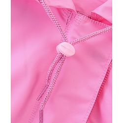 Babyhug Full Sleeves Hooded Barbie Graphics Raincoat - Pink