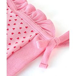 Babyhug 100% Cotton Knit Tie-Knot Caps Floral Print Pack of 2 - Pink & Yellow