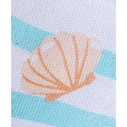 Babyhug 100% Cotton Cap Mittens And Booties Star & Shell Print Blue - Diameter 9 Cm