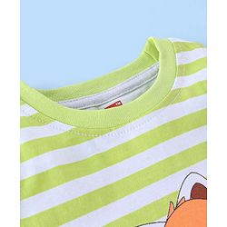 Babyhug Cotton Sleeveless T-Shirt With Stripes & Fox Print - Green