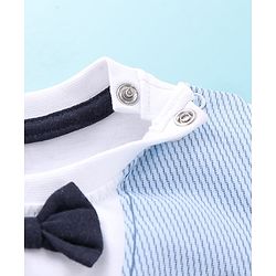 Babyhug Cotton Knit Half Sleeves T-Shirt & Shorts Waistcoat Print - White & Blue