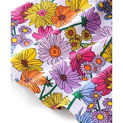 Babyhug 100% Cotton Sleeveless One Shoulder Top & Denim Shorts Floral Print - Purple & Blue