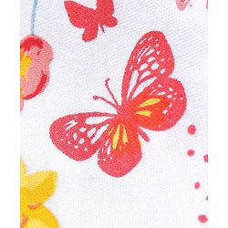 Babyhug 100% Cotton Tie Knot Caps Polka Dots & Butterfly Printed - White & Pink