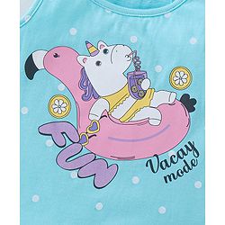 Babyhug 100% Cotton Sleeveless Top and Shorts Set Vacay Print - Blue & Pink
