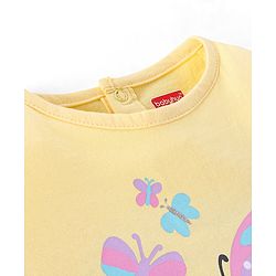 Babyhug 100% Cotton Half Sleeves Top and Skirt Butterfly Printed - Yellow & Lilac