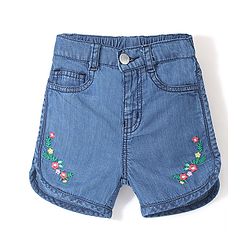 Babyhug Mid Thigh Length Cotton Knit Shorts with Ice Cream Print - Orange main image 1