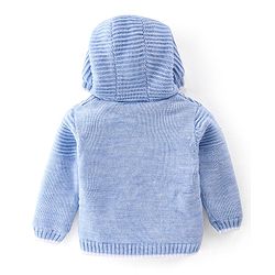 Babyhug Full Sleeves Hooded Sweater Unicorn Design - Blue