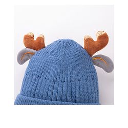 Babyhug Horn Woollen Cap Reindeer Design - Blue
