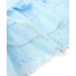 Babyhug Sleeveless Woven Sequenced Choli With Glitter Net Tiered Lehenga With Dupatta - Aqua