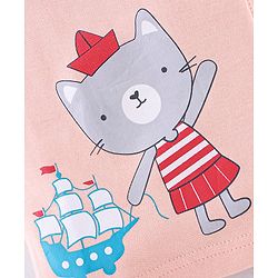 Babyhug 100% Cotton Half Sleeves Vests Boat & Kitty Print Pack of 3- Peach White & Red
