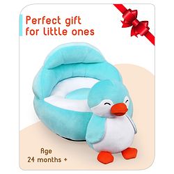 Babyhug Penguin Shaped Soft Seat - Sky Blue