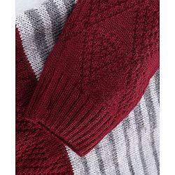 Babyhug Knit Full Sleeves Striped Design Sweater - Multicolor