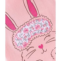 Babyhug Cotton Half Sleeves Night Suit Bunny & Floral Print- Peach & White