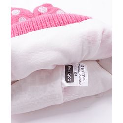 Babyhug Bow Woollen Cap Butterfly Design Medium Size - Pink