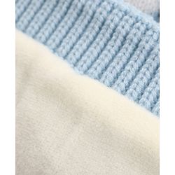 Babyhug Pom Pom Woollen Checked Cap Medium Size - Blue