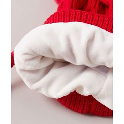 Babyhug Woollen Cap With Pompom Design Red - Diameter 10 cm