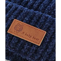 Babyhug Woollen Cap With Muffler & Gloves Solid Colour - Navy Blue