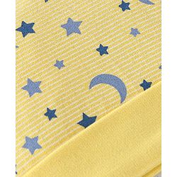 Babyhug 100% Cotton Cap with Ear Applique & Moon Print - Yellow