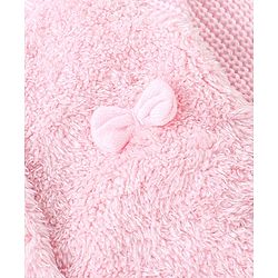 Babyhug Full Sleeves Front Open Sweaters With Bow Applique - Pink