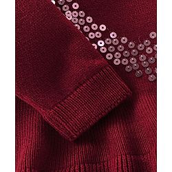 Babyhug Knit Full Sleeves Heart Sequins Sweater - Maroon