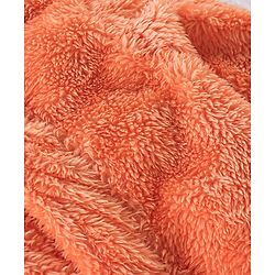 Babyhug Velour Knit Full Sleeves Hooded Bath Robe With Ear Flaps- Orange